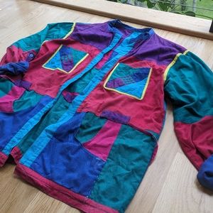 Vintage Color Block Oversize Jacket